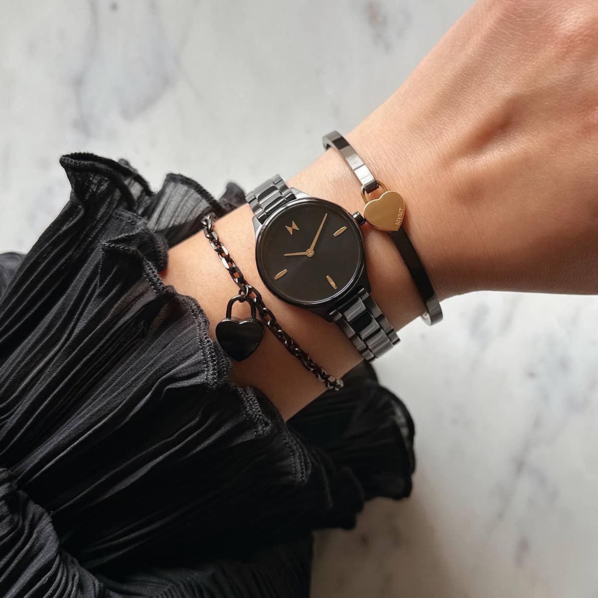 MVMT Reina Womens Watch with Black Dial and Black Ionic Plated Stainless Steel Bracelet (quartz movement)