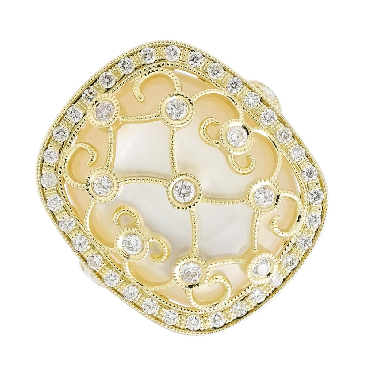 Dabakarov Mother of Pearl Ring in 14kt Yellow Gold with Diamonds (5/8ct tw)