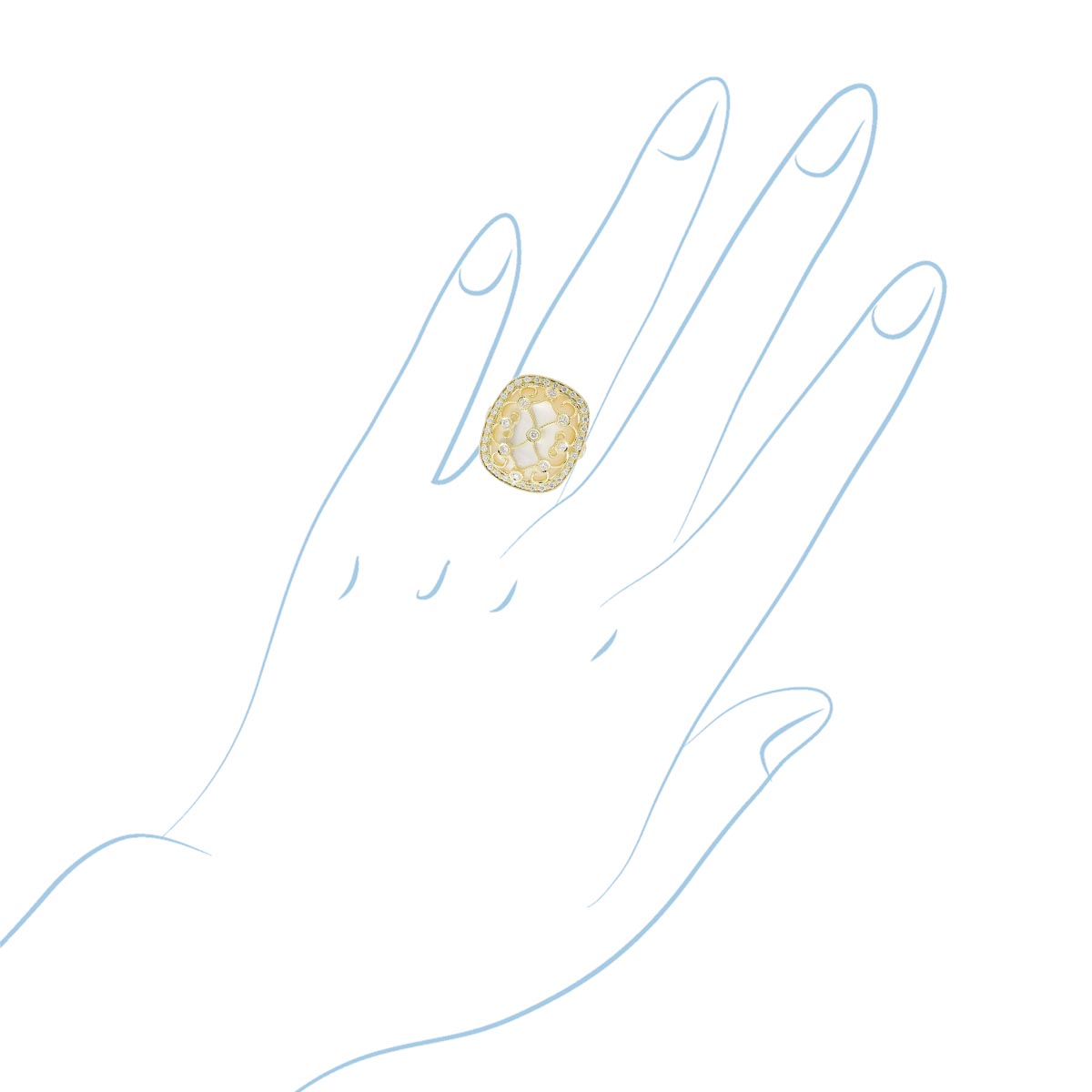 Dabakarov Mother of Pearl Ring in 14kt Yellow Gold with Diamonds (5/8ct tw)