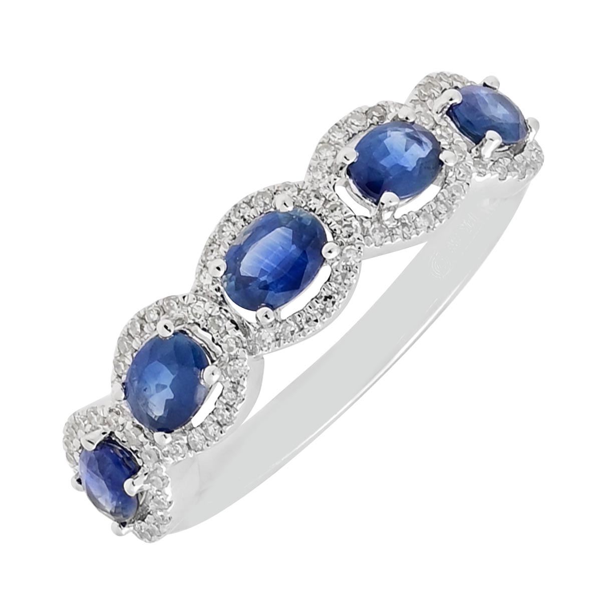 Dabakarov Oval Sapphire Ring in 14kt White Gold with Diamonds (1/5ct tw)