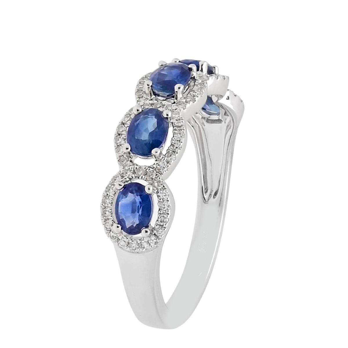 Dabakarov Oval Sapphire Ring in 14kt White Gold with Diamonds (1/5ct tw)