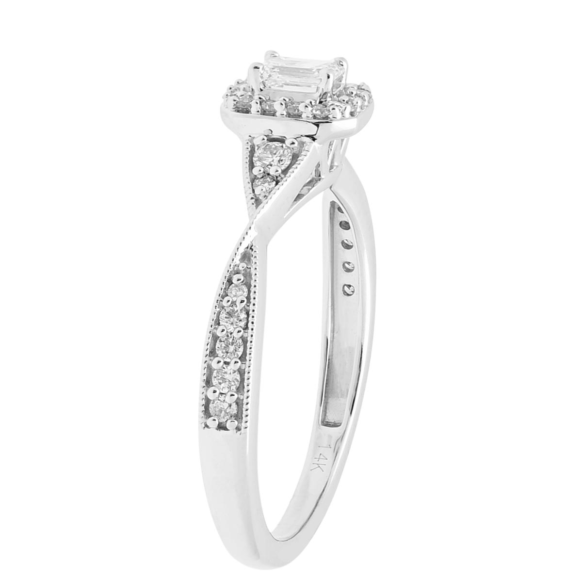 Emerald Cut Diamond Bridal Set in 14kt White Gold (1/2ct tw)