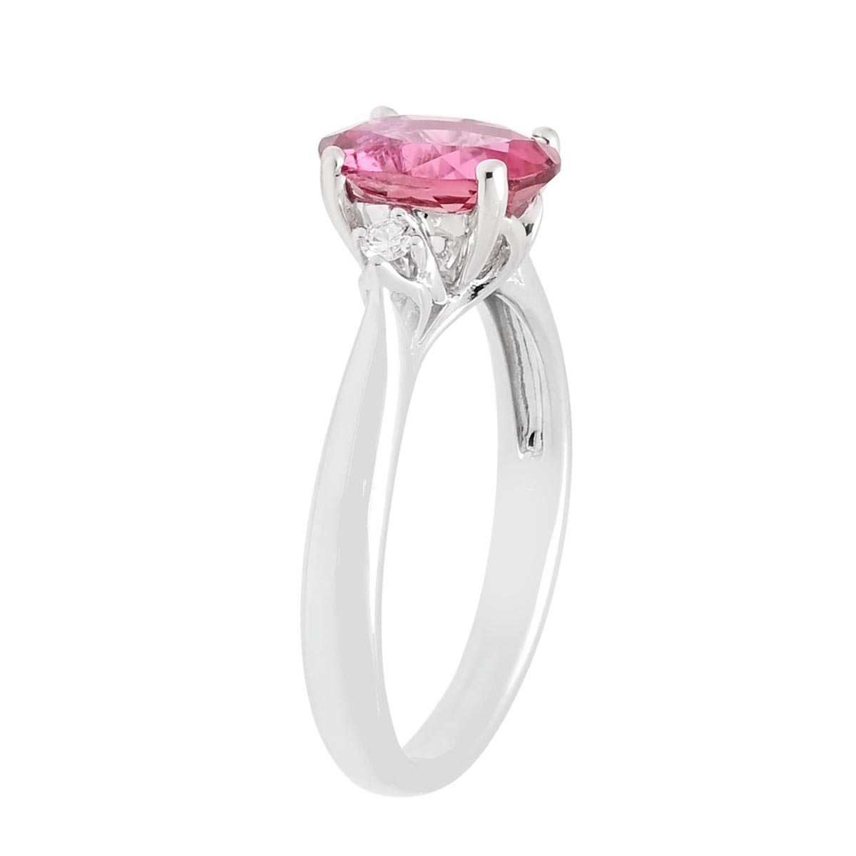 Oval Pink Tourmaline Ring in 14kt White Gold with Diamonds (1/20ct tw)