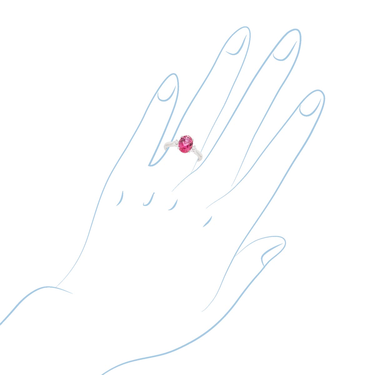 Oval Pink Tourmaline Ring in 14kt White Gold with Diamonds (1/20ct tw)