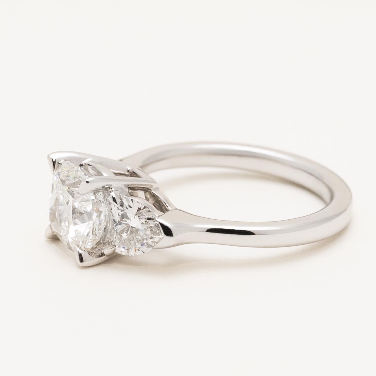 Lab Grown Cushion Cut and Heart Shape  Diamond Engagement Ring in 14kt White Gold (3ct tw)