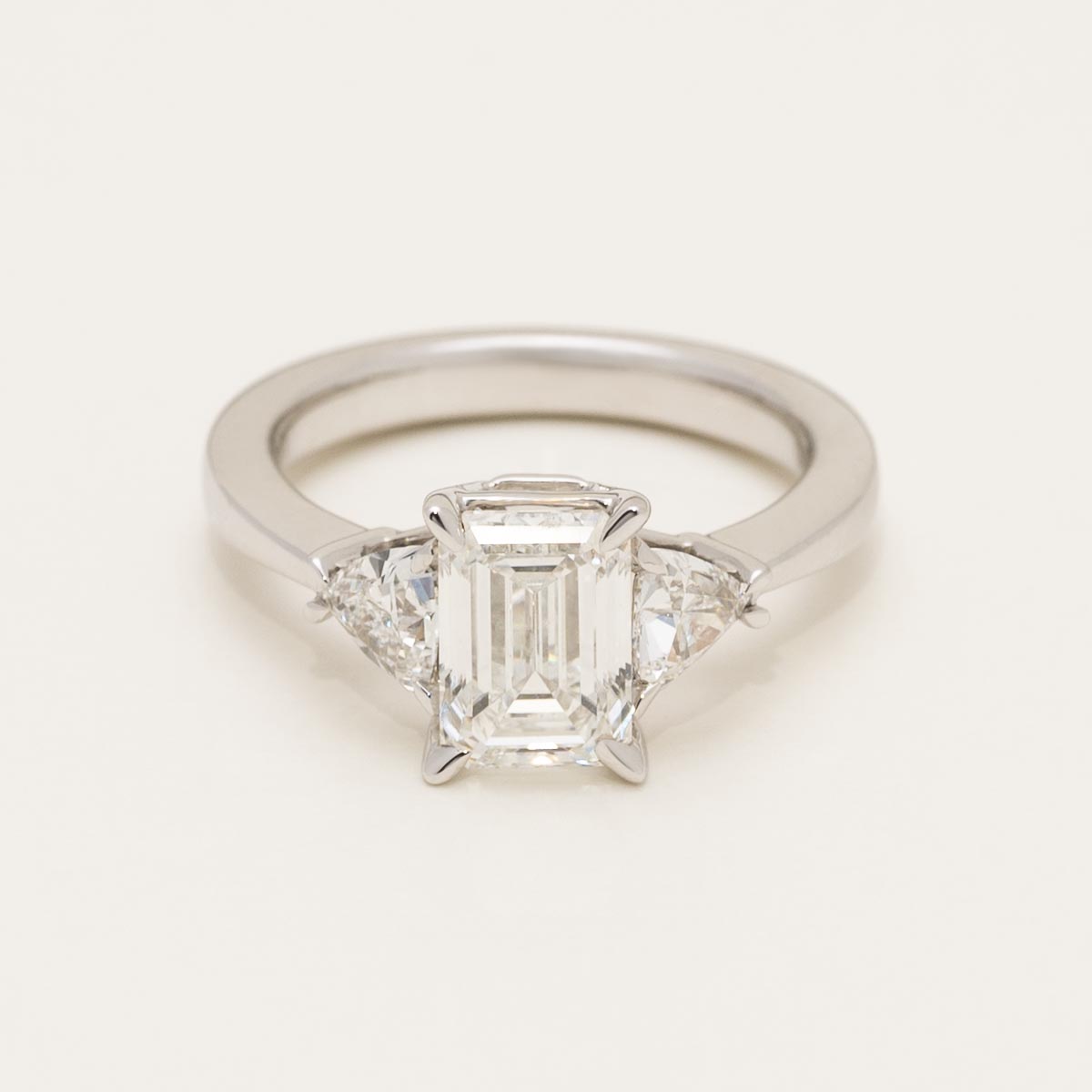 Lab Grown Emerald Cut and Trillion Diamond Engagement Ring in 14kt White Gold (2 3/4ct tw)