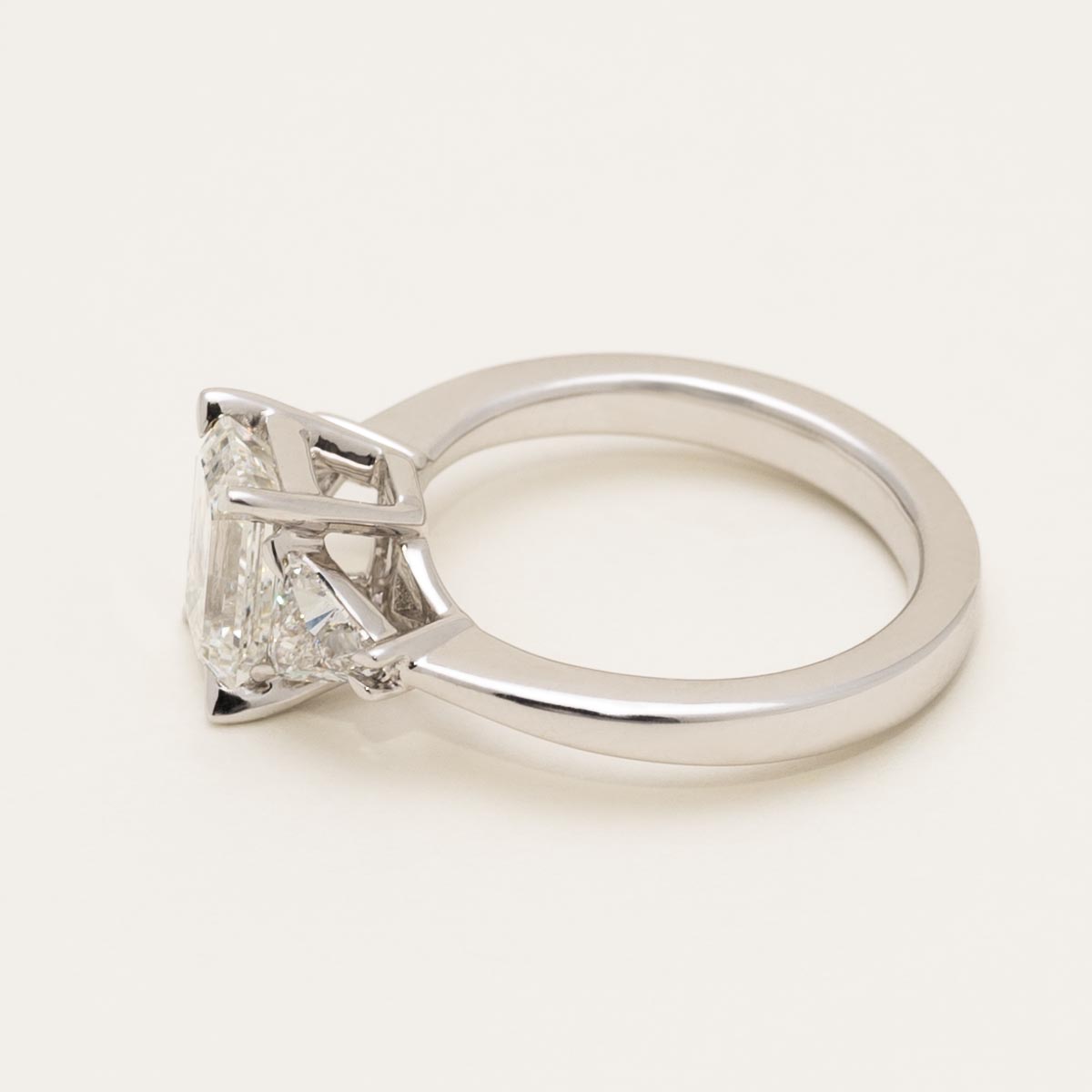 Lab Grown Emerald Cut and Trillion Diamond Engagement Ring in 14kt White Gold (2 3/4ct tw)