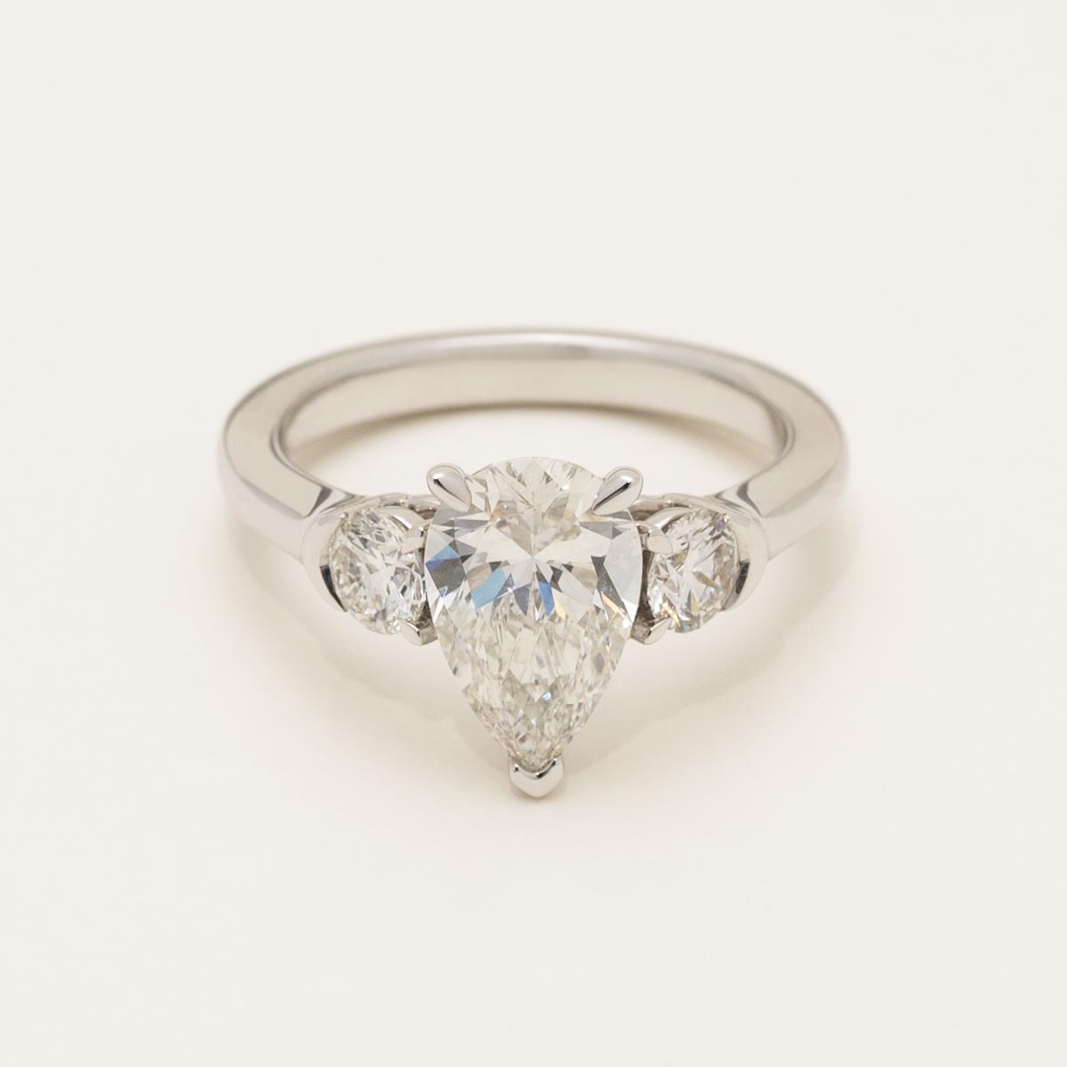 Lab Grown Pear and Round Diamond Engagement Ring in 14kt White Gold (2 5/8ct tw)