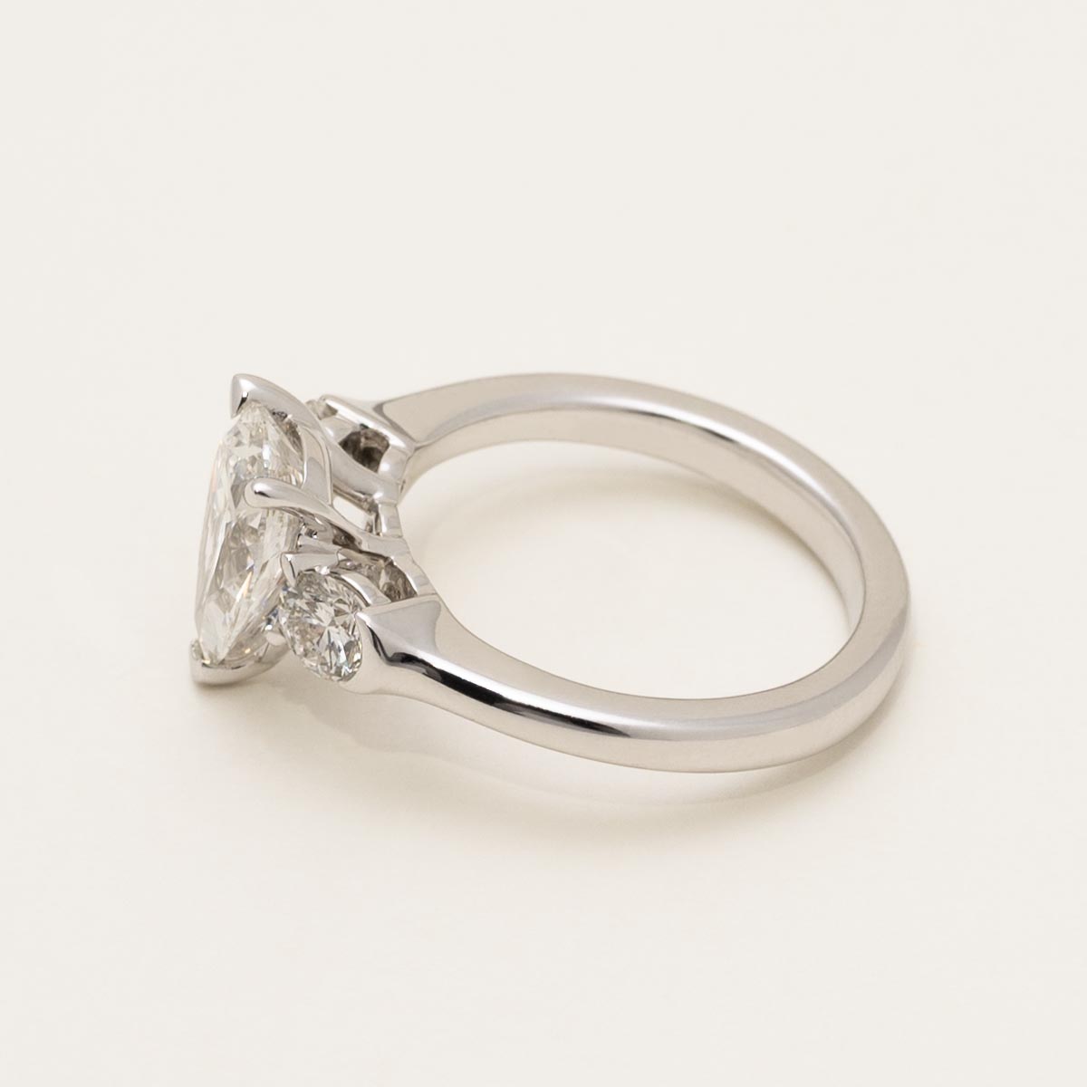Lab Grown Pear and Round Diamond Engagement Ring in 14kt White Gold (2 5/8ct tw)