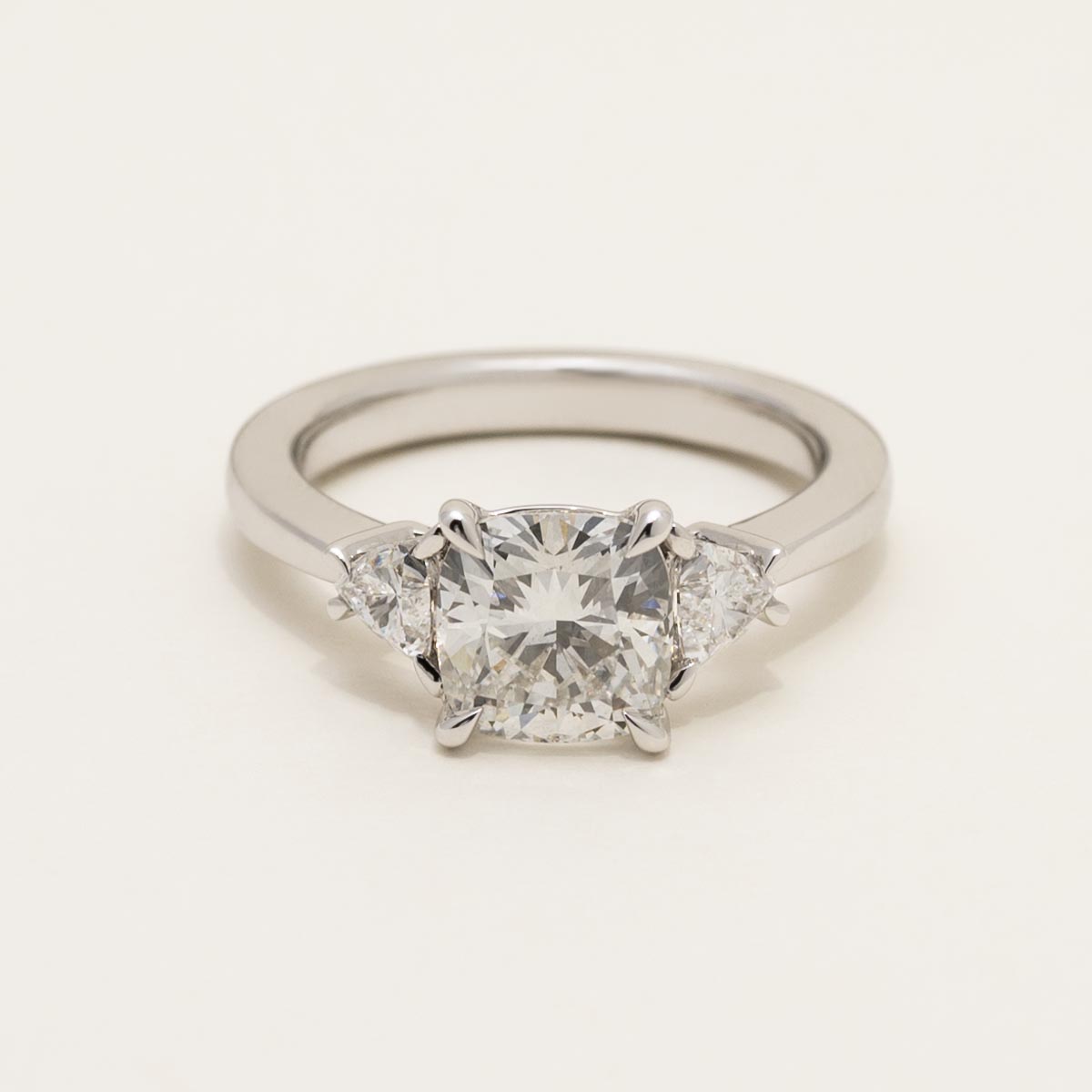 Lab Grown Cushion Cut and Trillion Diamond Engagement Ring in 14kt White Gold (2 1/2ct tw)