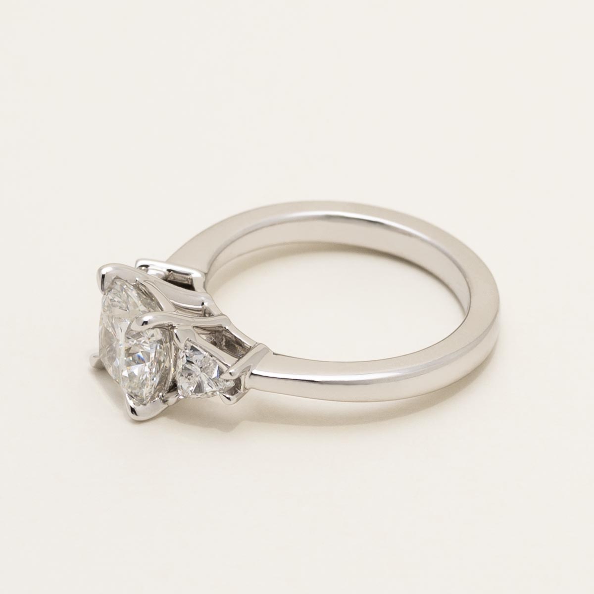 Lab Grown Cushion Cut and Trillion Diamond Engagement Ring in 14kt White Gold (2 1/2ct tw)