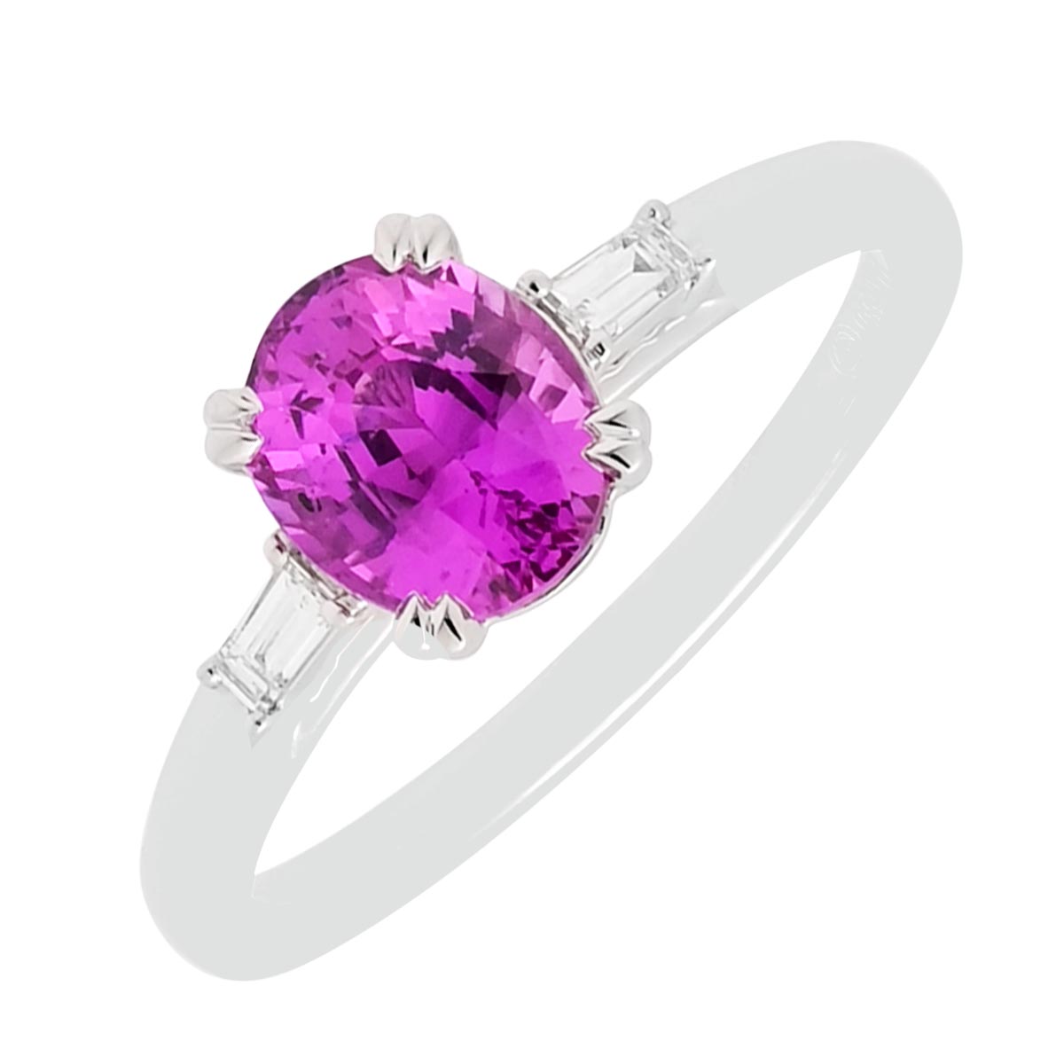 Oval Pink Sapphire Ring in 14kt White Gold with Diamonds