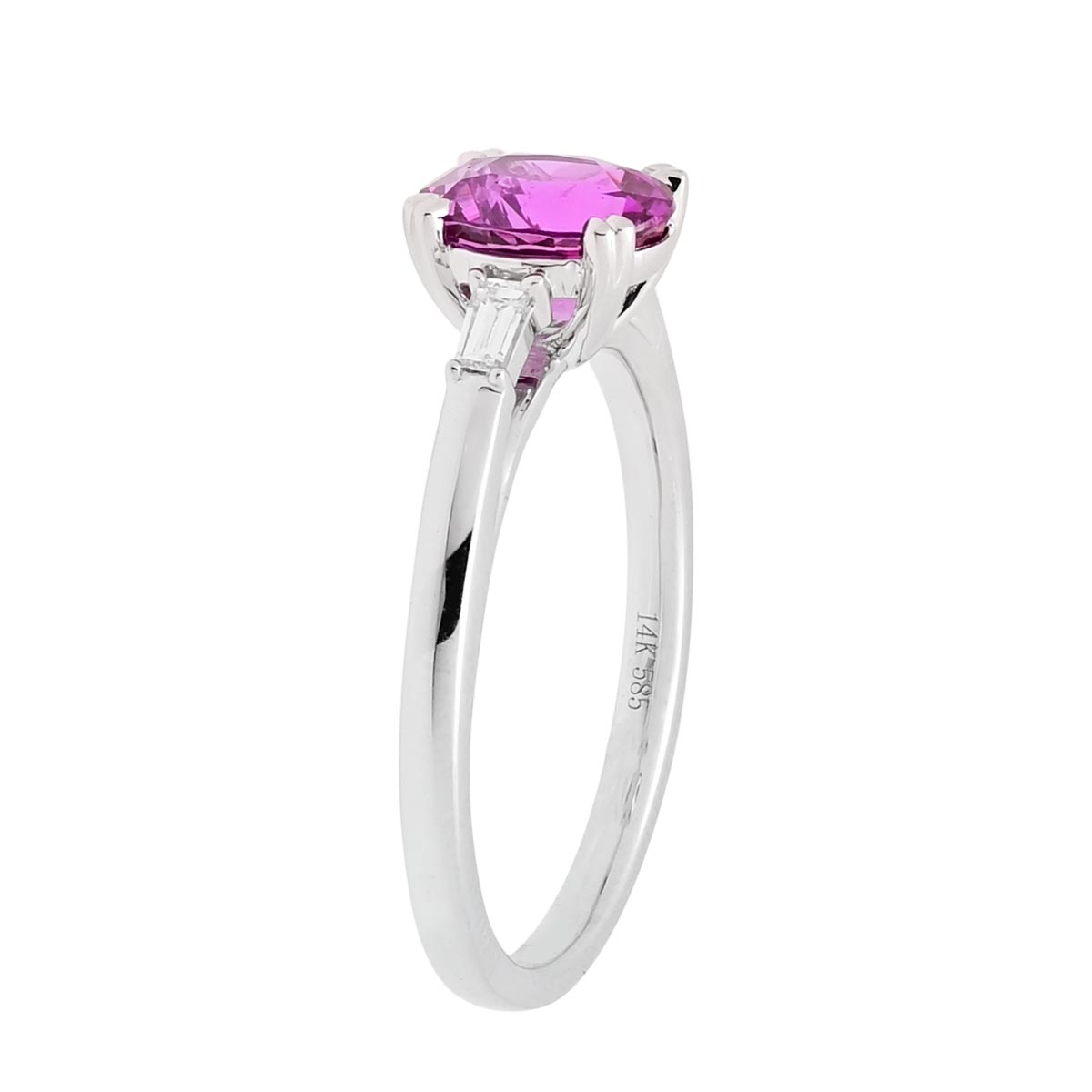Oval Pink Sapphire Ring in 14kt White Gold with Diamonds