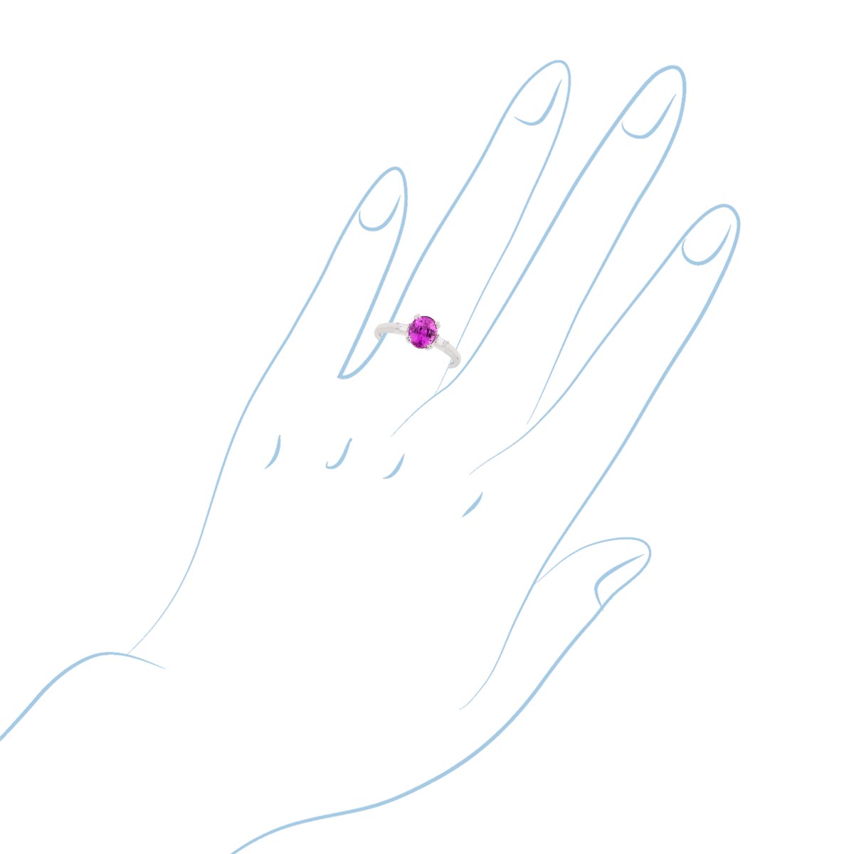 Oval Pink Sapphire Ring in 14kt White Gold with Diamonds
