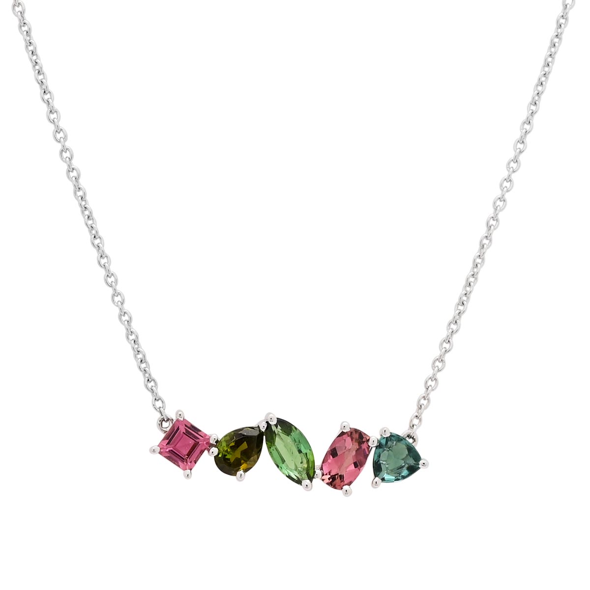 Maine Tourmaline Necklace in 14kt White Gold