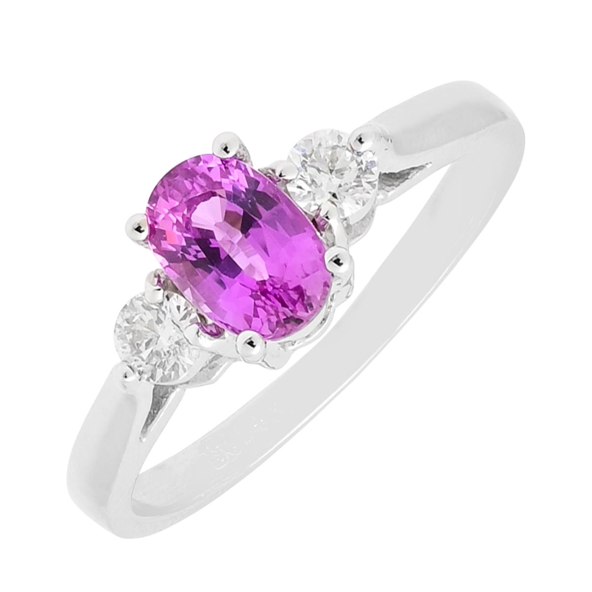 Oval Pink Sapphire Ring in 14kt White Gold with Diamonds (1/5ct tw)