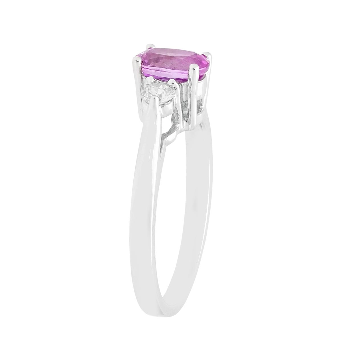 Oval Pink Sapphire Ring in 14kt White Gold with Diamonds (1/5ct tw)