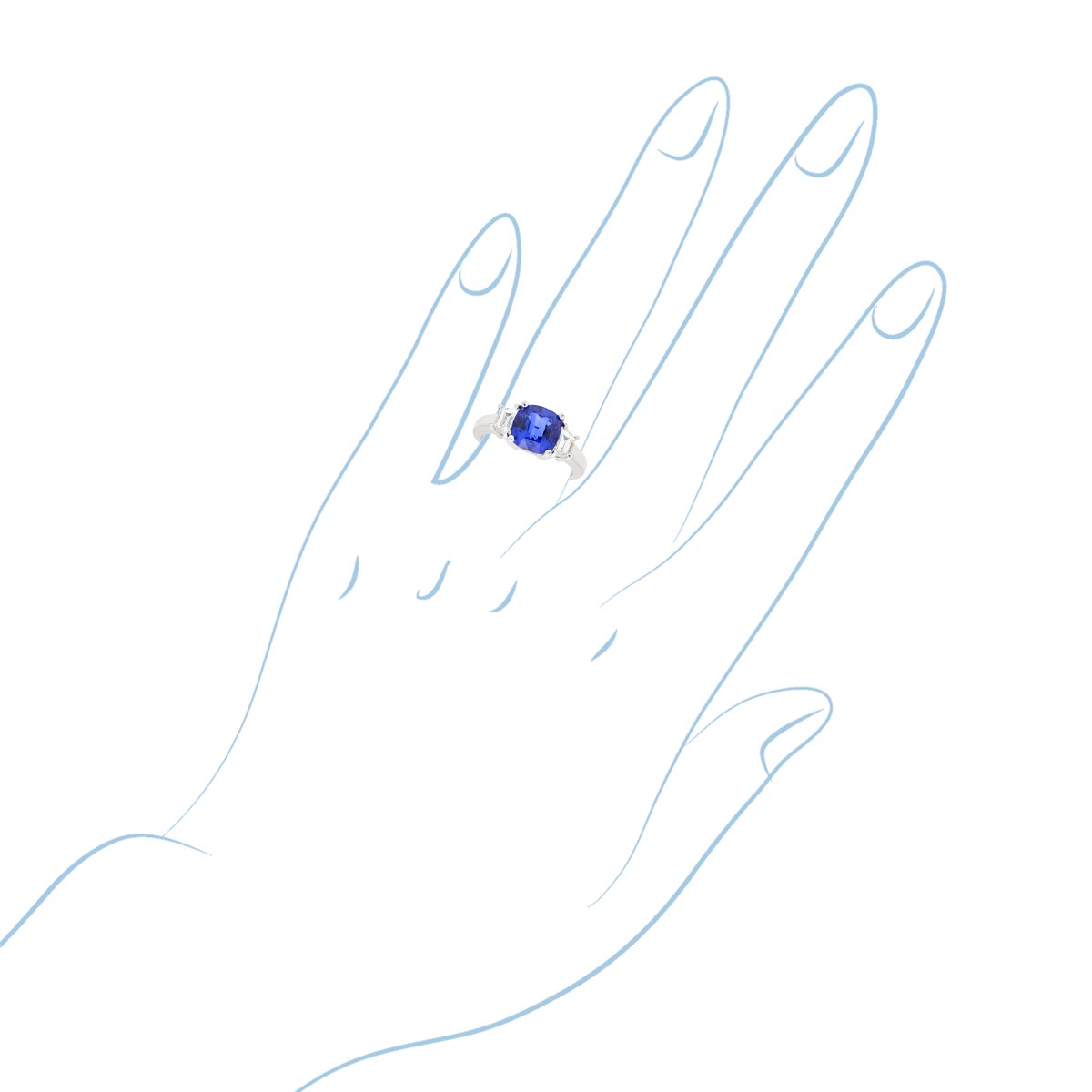 Cushion Cut Sapphire Ring in 18kt White Gold with Diamonds (5/8ct tw)