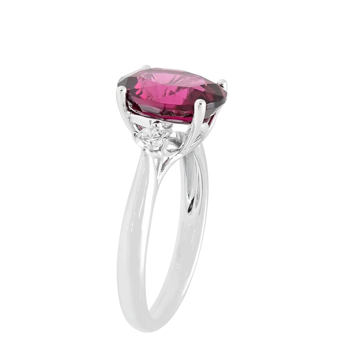 Oval Garnet Ring in 14kt White Gold with Diamonds (1/5ct tw)