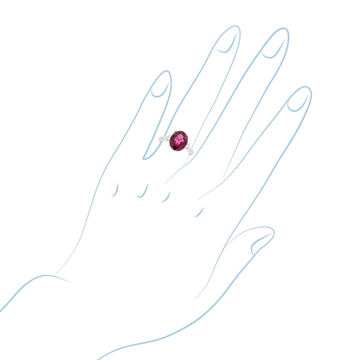 Oval Garnet Ring in 14kt White Gold with Diamonds (1/5ct tw)