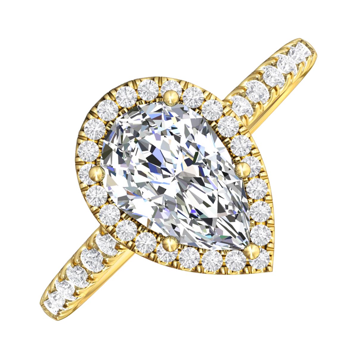 Martin Flyer Pear Diamond Halo Engagement Ring in 14kt Yellow Gold (1 1/3ct tw)