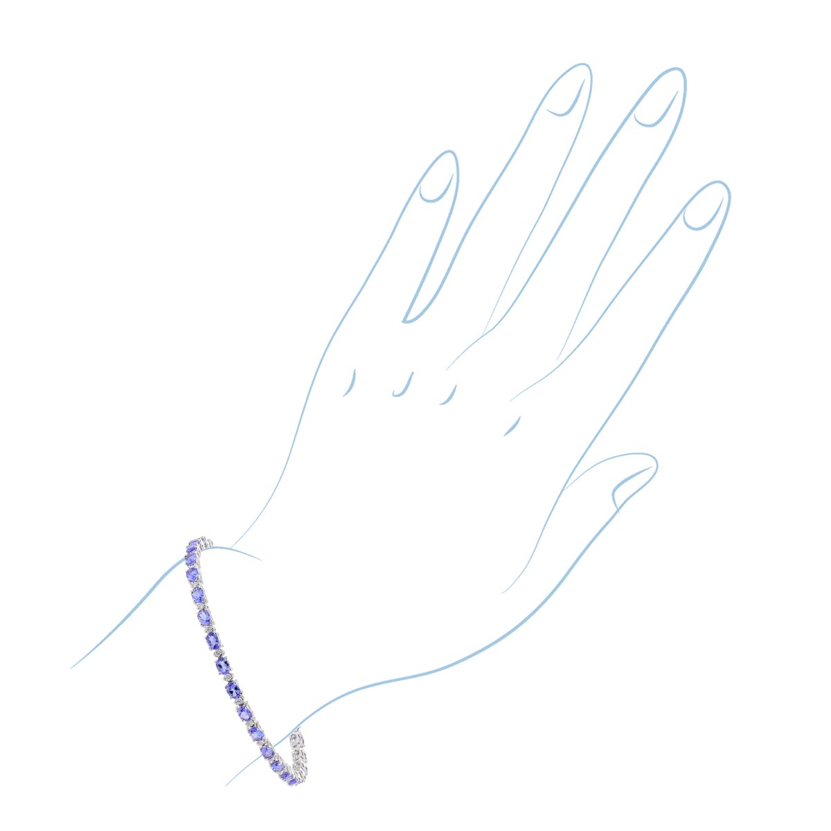 Oval Tanzanite Tennis Bracelet in 14kt White Gold with Diamonds (3/8ct tw)