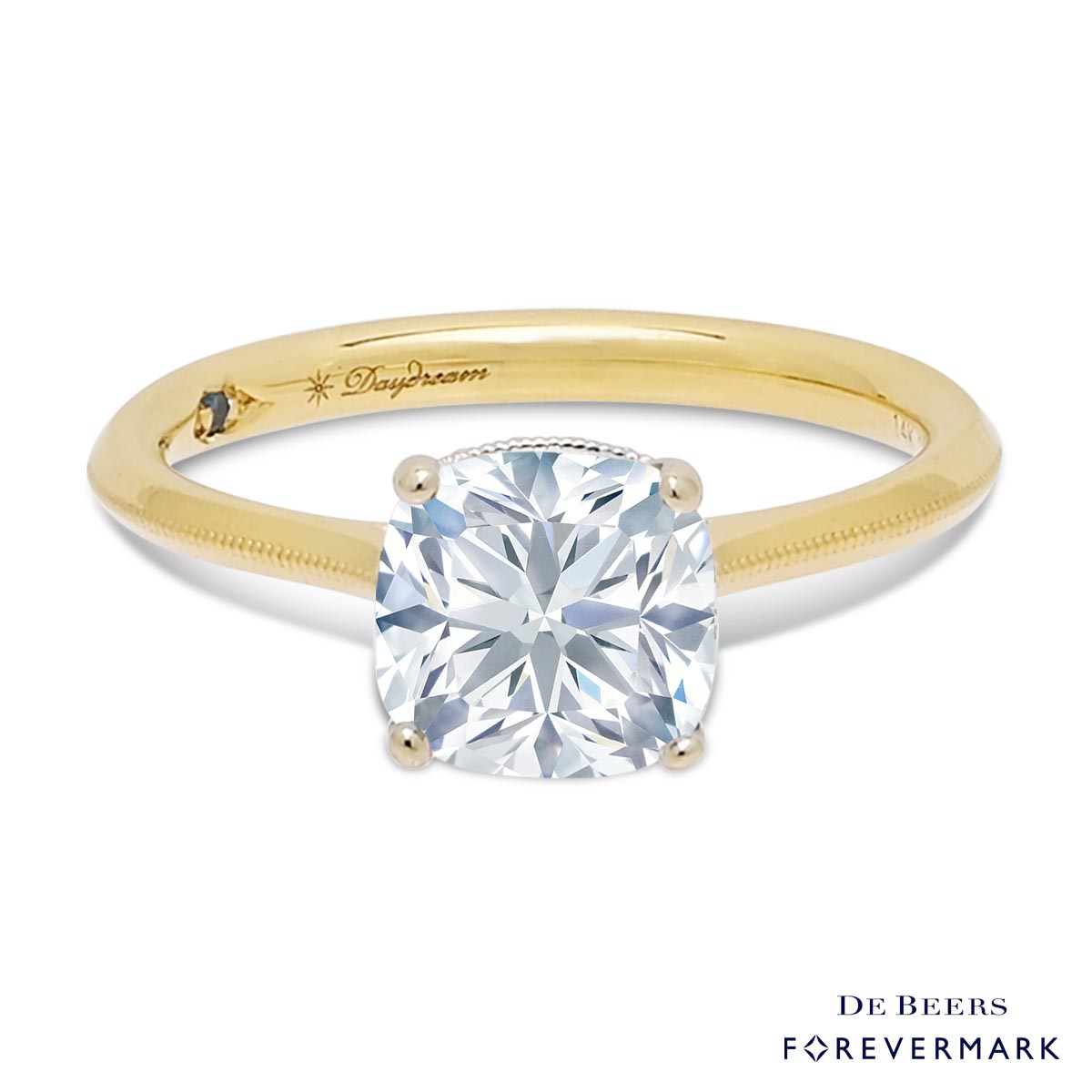 Forevermark Cushion Diamond Solitaire Engagement Ring in 14kt Yellow and White Gold (2 1/10ct tw)