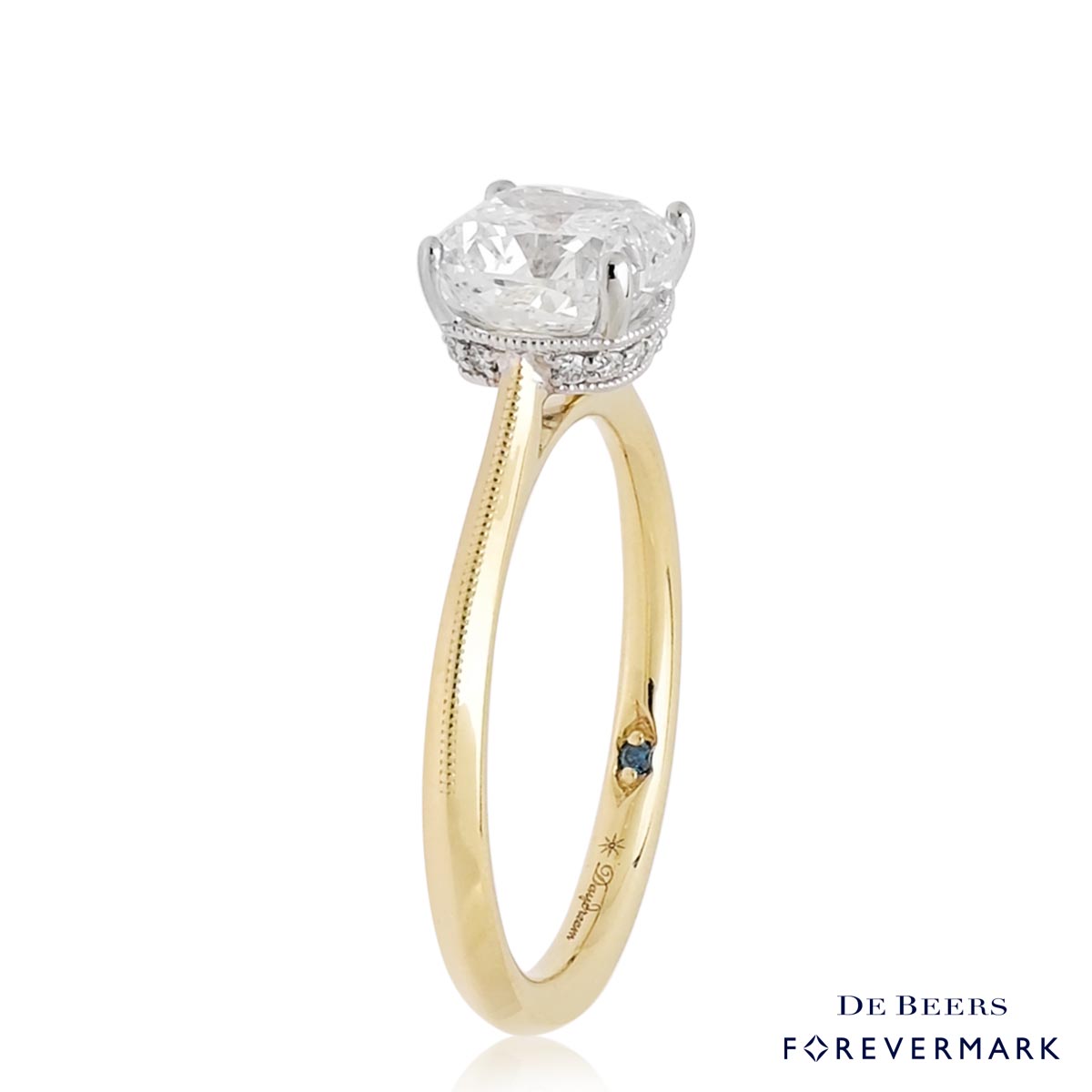 Forevermark Cushion Diamond Solitaire Engagement Ring in 14kt Yellow and White Gold (2 1/10ct tw)