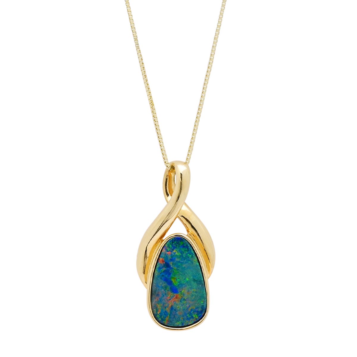 Parlé Australian Opal Doublet Necklace in 14kt Yellow Gold