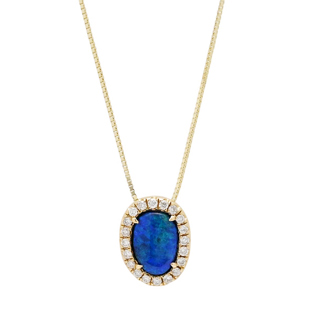 Parlé Black Opal Necklace in 14kt Yellow Gold with Diamonds (1/10ct tw)