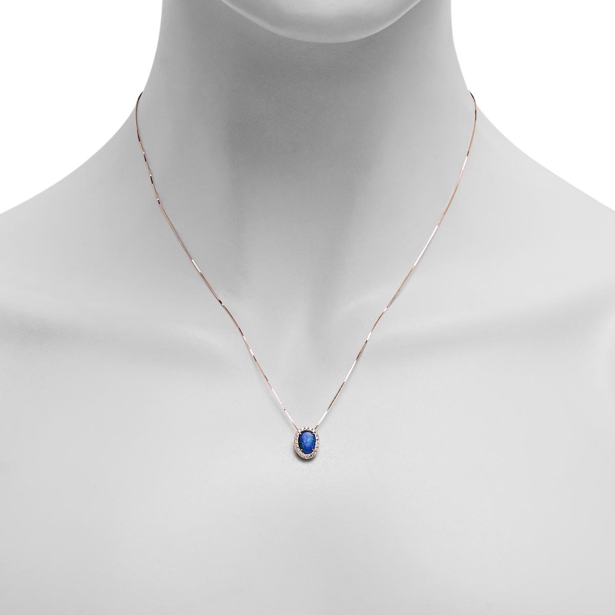 Parlé Black Opal Necklace in 14kt Yellow Gold with Diamonds (1/10ct tw)