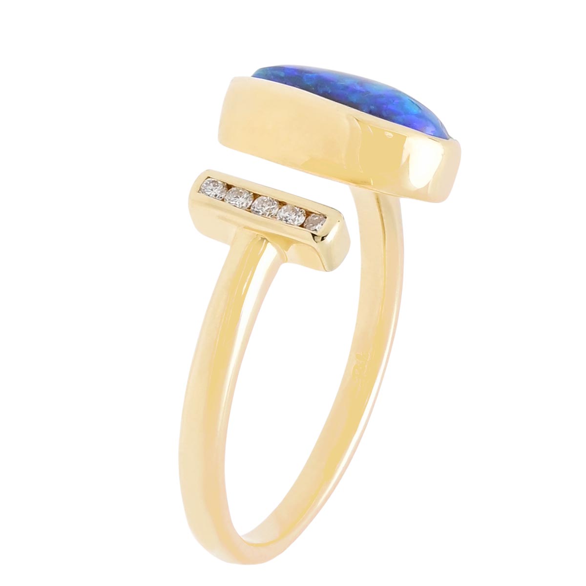 Parlé Black Opal Ring in 14kt Yellow Gold with Diamonds (1/20ct tw)