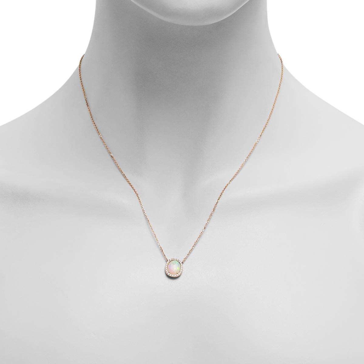 Parlé Oval Australian Opal Necklace in 14kt Yellow Gold with Diamonds (1/7ct tw)