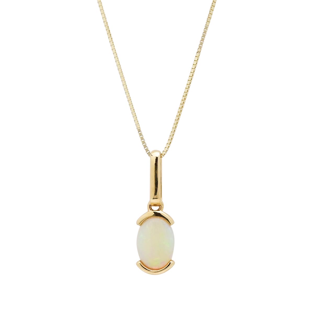 Parlé Oval Australian Opal Bezel Necklace in 14kt Yellow Gold