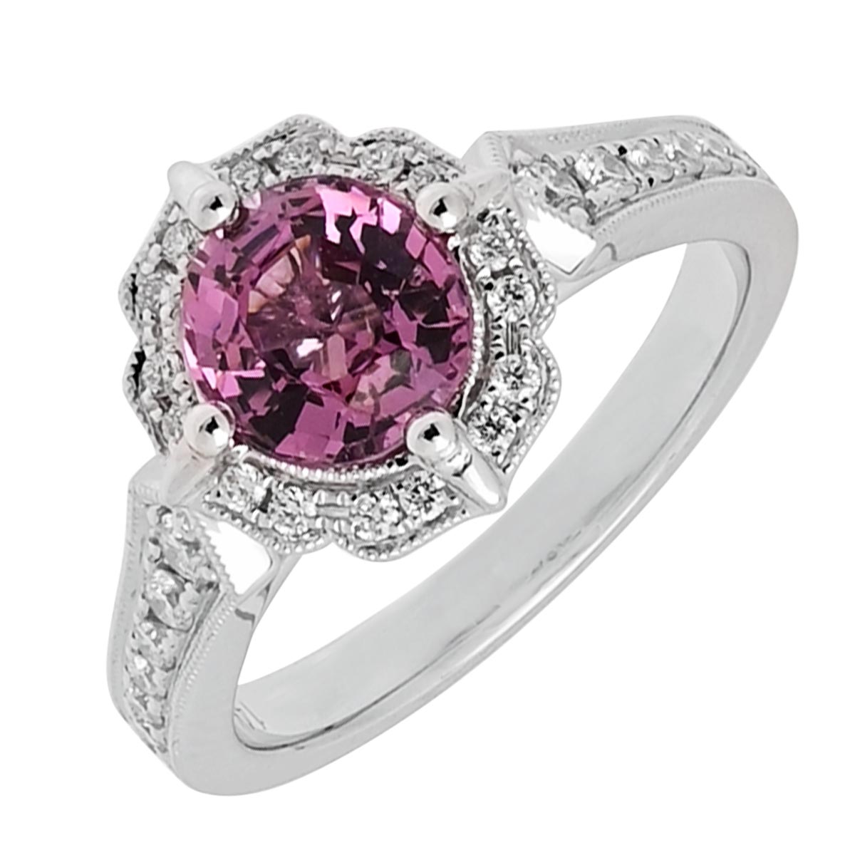 Pink Spinel Ring in 14kt White Gold with Diamonds (1/3ct tw)