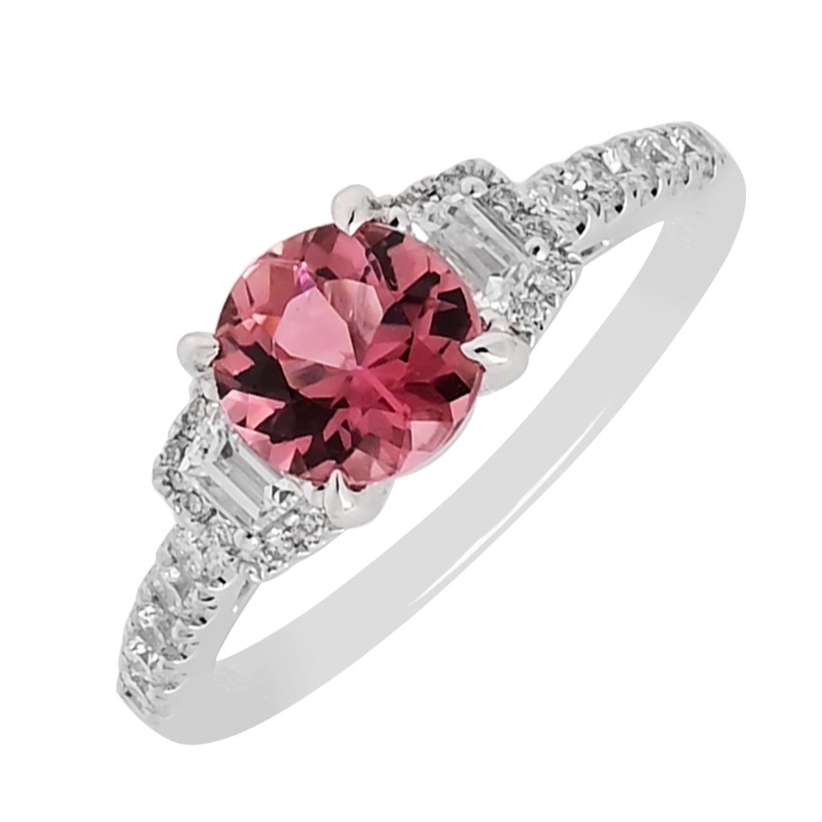 Pink Tourmaline Ring in 14kt White Gold with Diamonds (3/8ct tw)