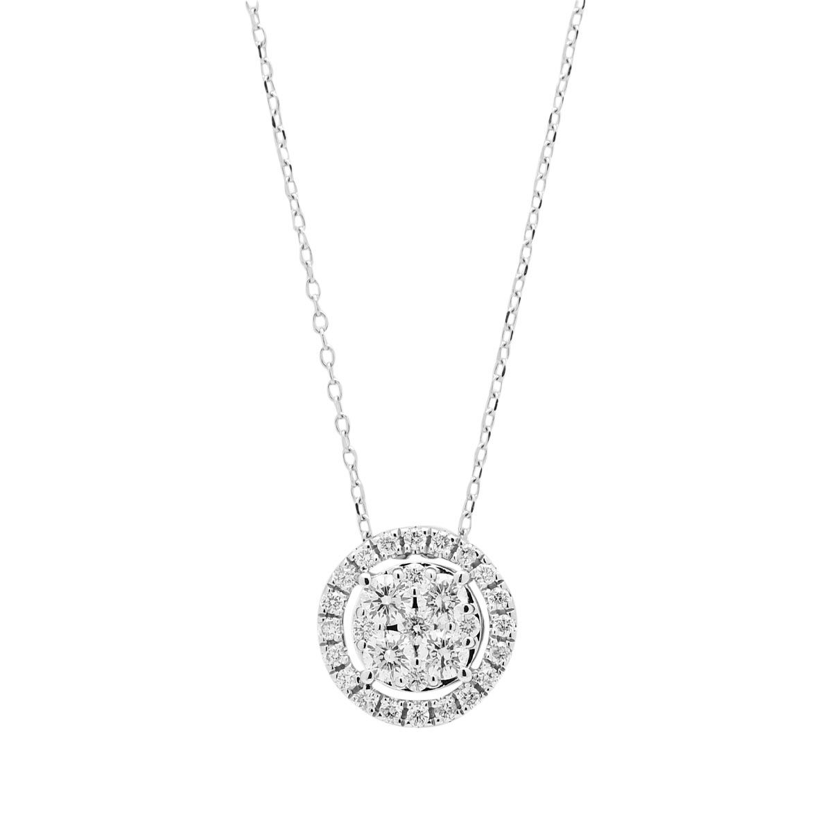 Diamond Cluster Necklace in 14kt White Gold (1/2ct tw)