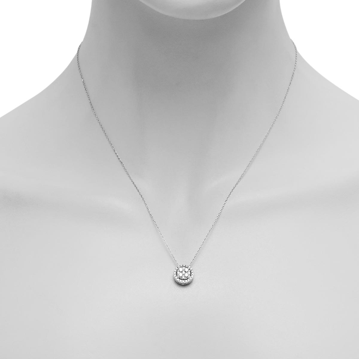 Diamond Cluster Necklace in 14kt White Gold (1/2ct tw)