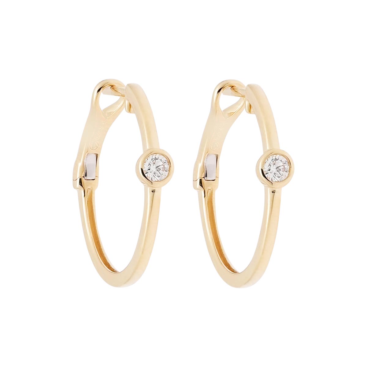 Diamond Bezel Hoop Earrings in 14kt Yellow Gold (1/7ct tw)