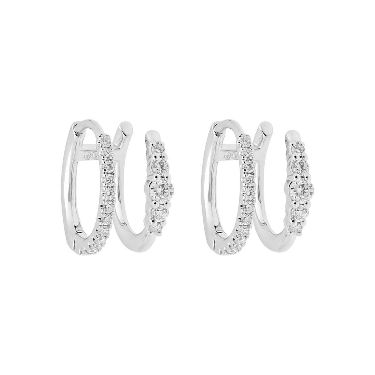 Diamond Double Hoop Earrings in 14kt White Gold (3/8ct tw)
