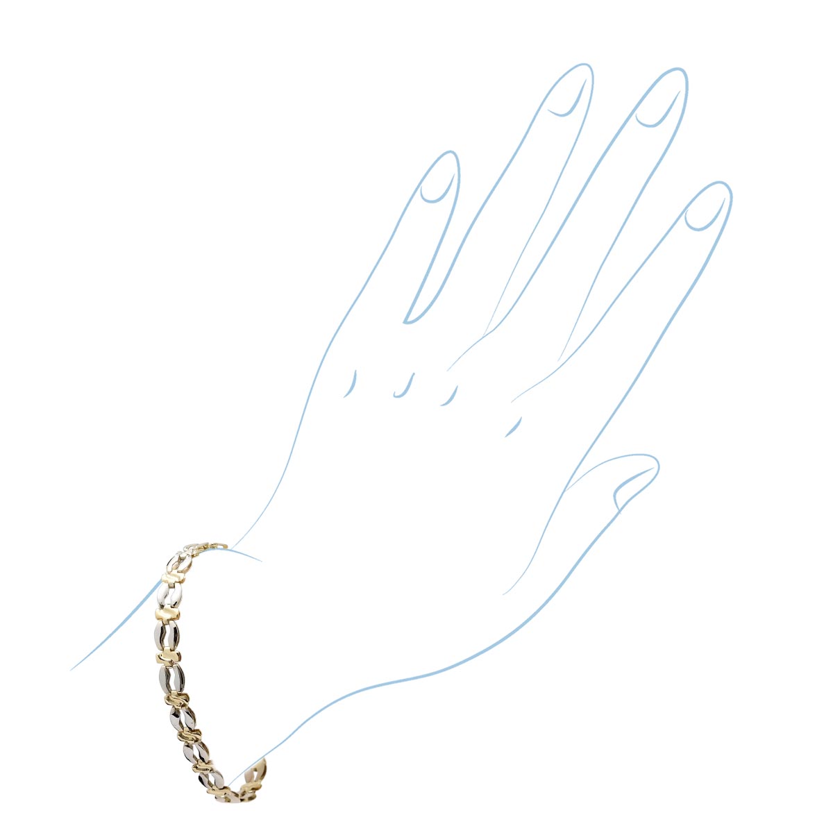 Estate Cross Link Bracelet in 14kt Yellow and White Gold (7 inches and 6mm wide)