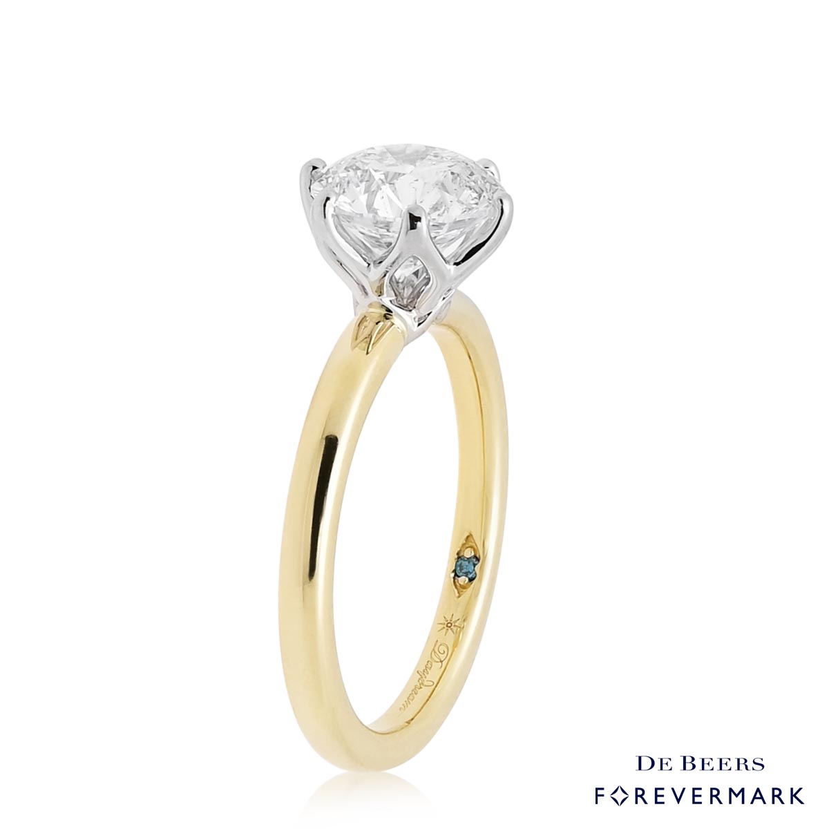 De Beers Forevermark Diamond Solitaire Engagement Ring in 14kt Yellow and White Gold (2ct tw)