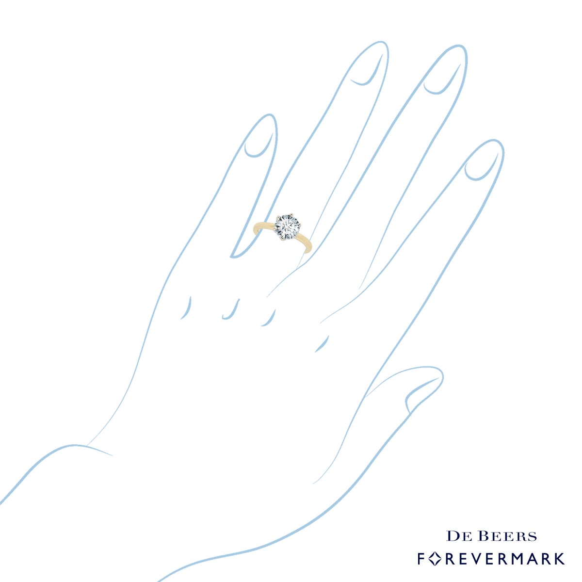 De Beers Forevermark Diamond Solitaire Engagement Ring in 14kt Yellow and White Gold (2ct tw)