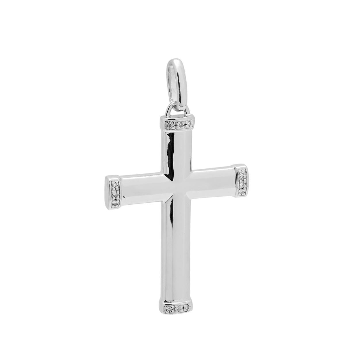 Cross Charm in Sterling Silver with Diamonds (1/20ct tw)