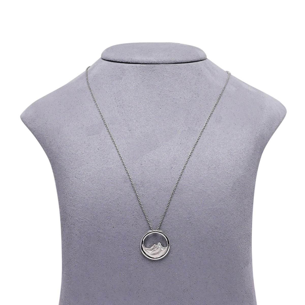 Wave Circle Necklace in Sterling Silver with Diamond (.03ct)