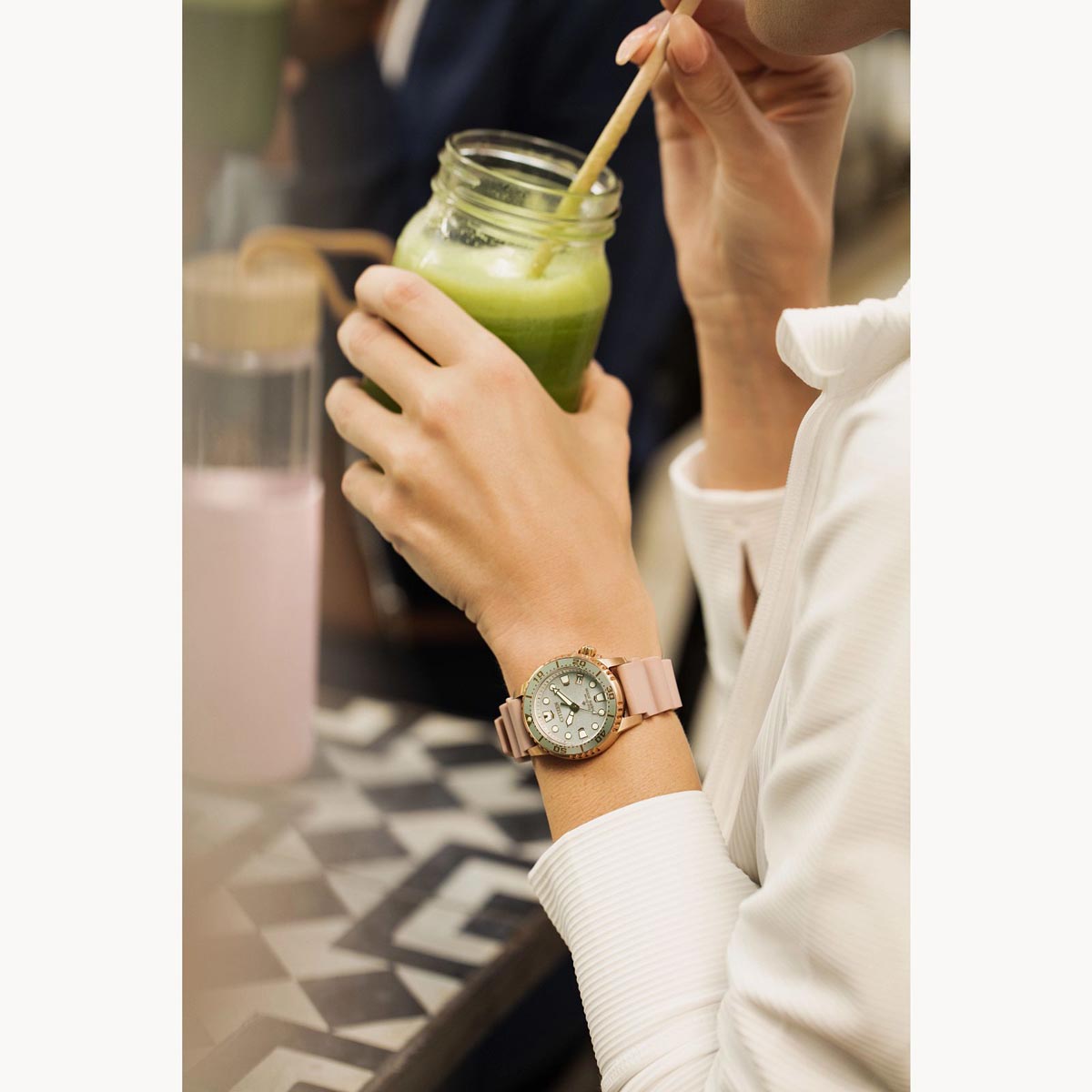 Citizen Promaster Dive Womens Watch with Gray Dial and Pink Polyurethane Strap (eco drive movement)