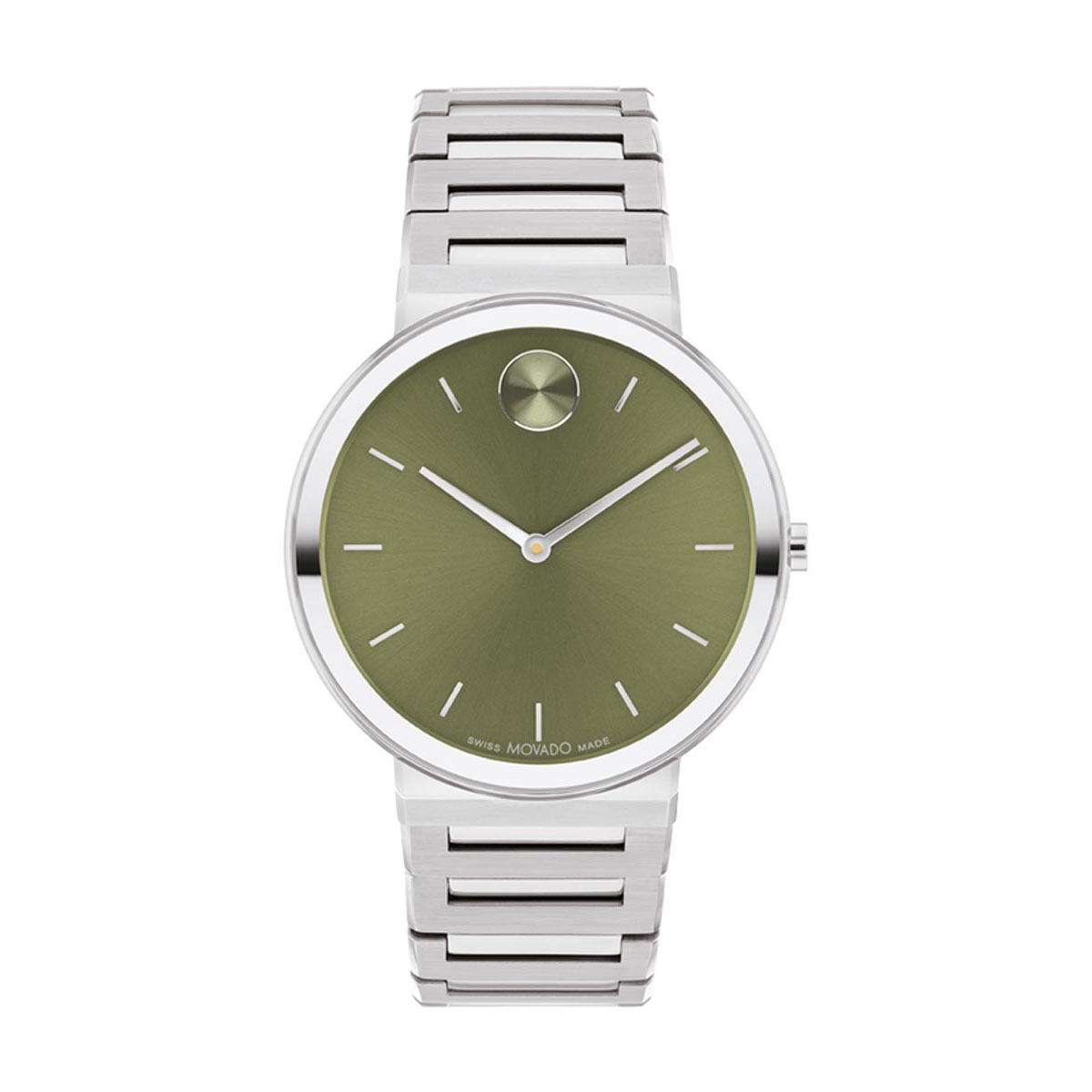 Movado Bold Horizon Mens Watch with Green Dial and Stainless Steel Bracelet (Swiss quartz movement)