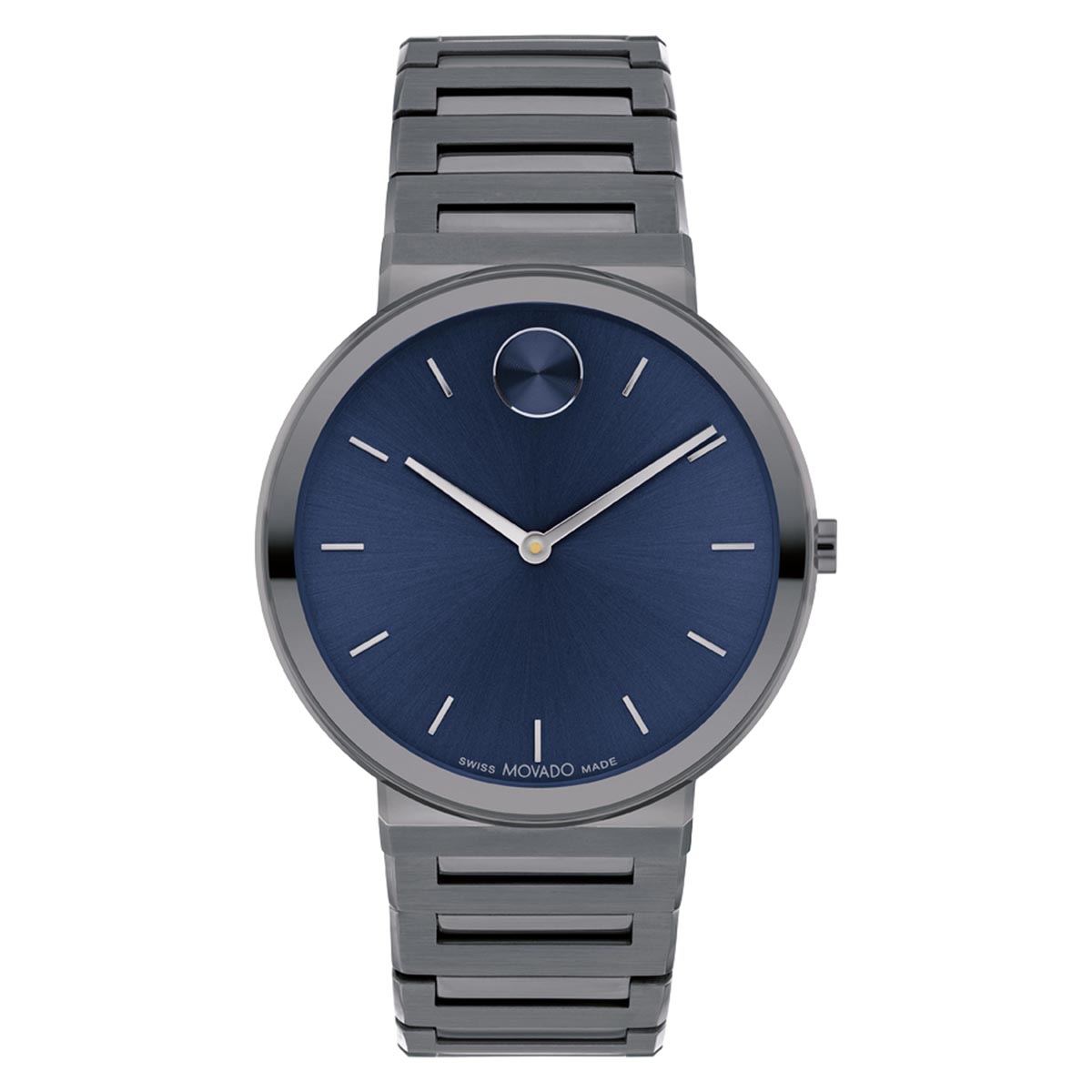 Movado Bold Horizon Mens Watch with Navy Dial and Gray Ion Plated Bracelet (Swiss quartz movement)