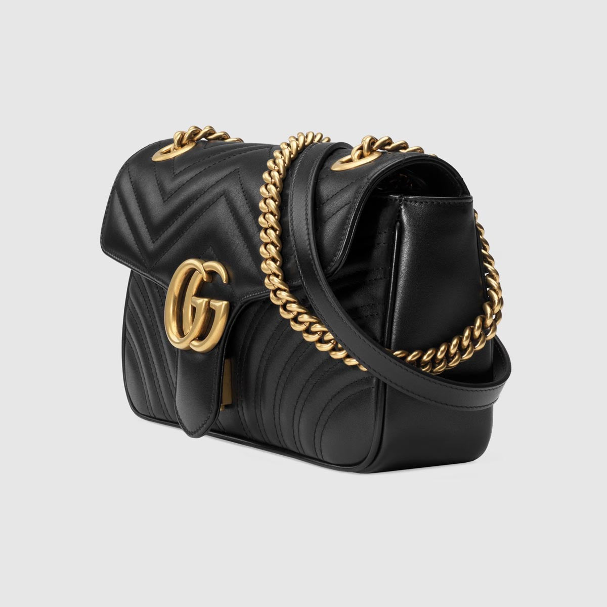 Pre Owned Gucci Small Black Leather Marmont Shoulder Bag