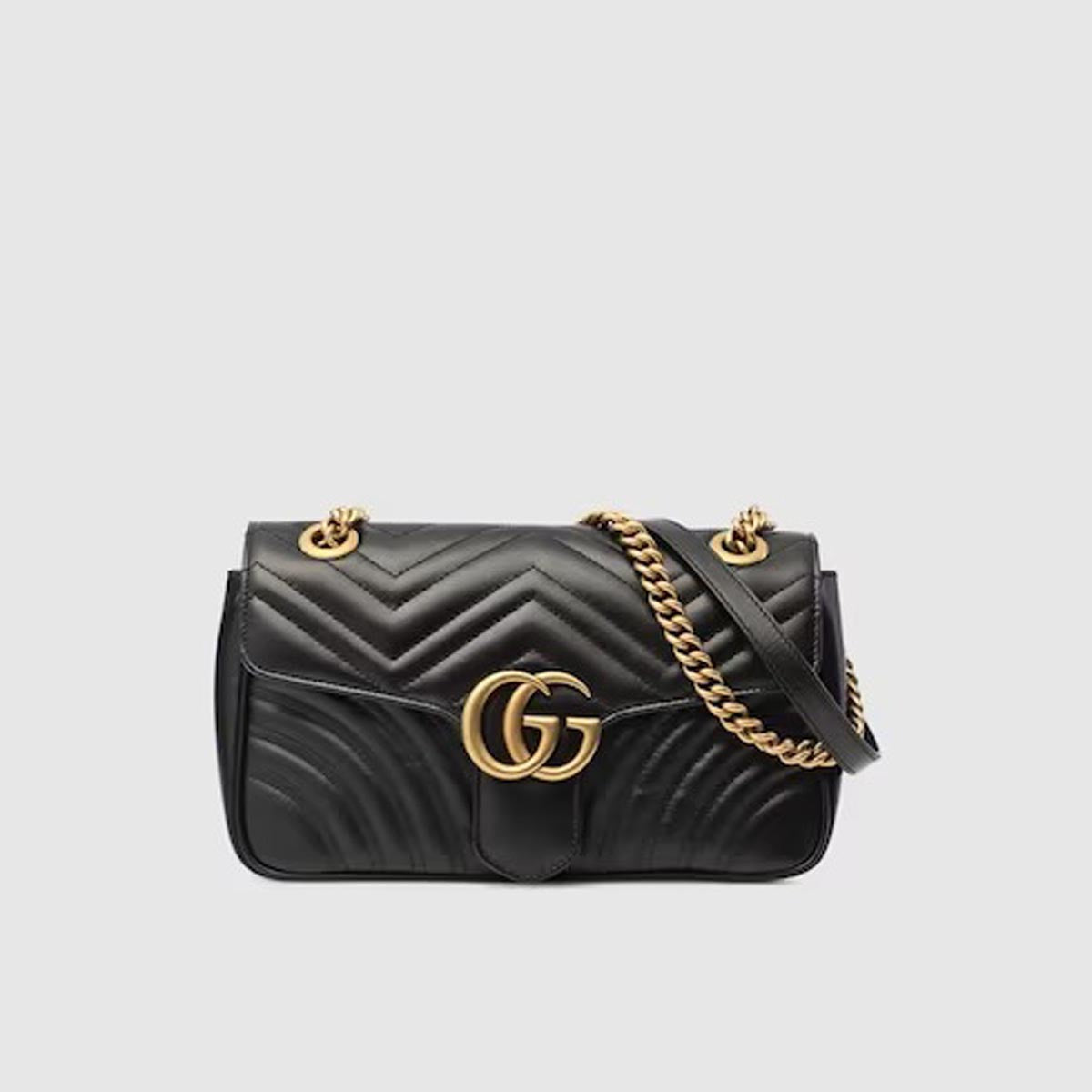 Pre Owned Gucci Small Black Leather Marmont Shoulder Bag